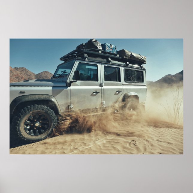 Poster Afrique Suratterrissage 4x4 Sand Dunes Road Triage (Devant)