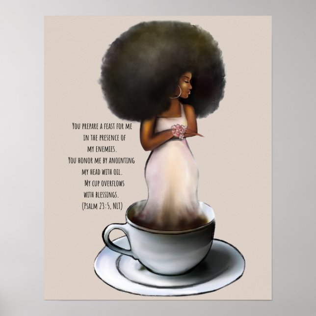 Poster Afro-Américaine femme Afro Bible Citation Psaume 2 (Devant)
