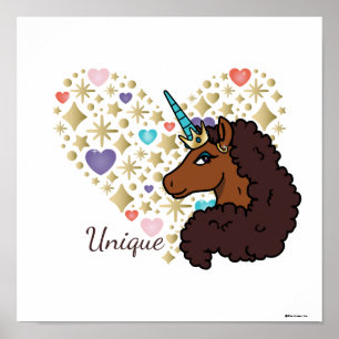 Poster Afro Unicorn   Design cardiaque unique