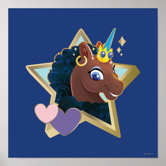 Poster Afro Unicorn étoile magique (Devant)