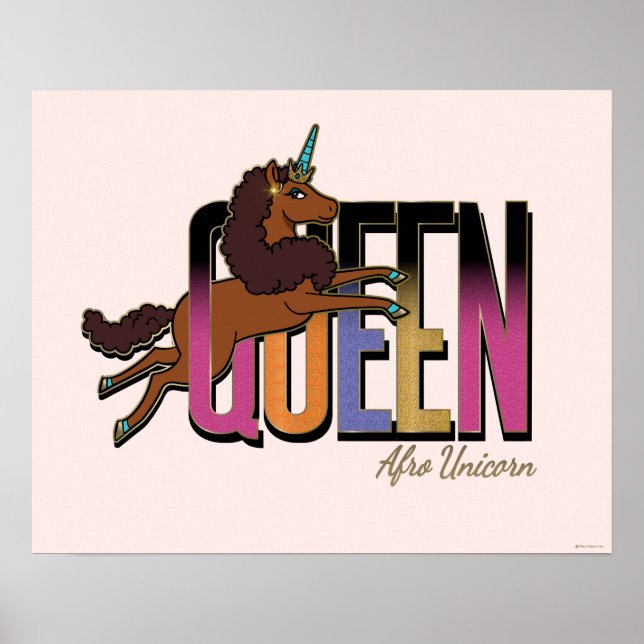 Poster Afro Unicorn Queen Design (Devant)