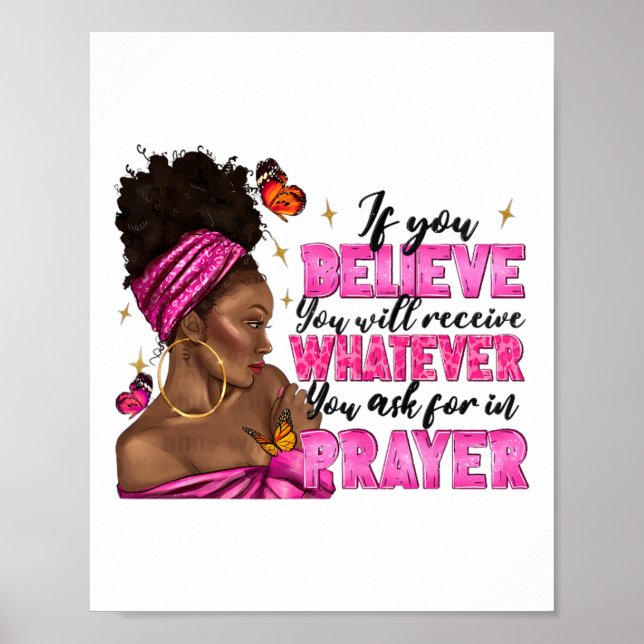 Poster Afro Woman Puff Bun Et Religion Prière De Foi Juin (Devant)