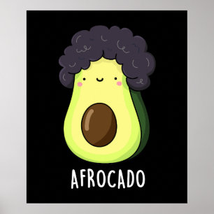 Poster Afrocado Amusant Avocado avec Afro Pun Dark BG