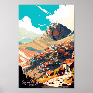 Poster Afyonkarahisar Turquie illustration de voyage vint