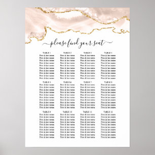 Poster Agate Blush & Gold Parties scintillant Mariage Sie
