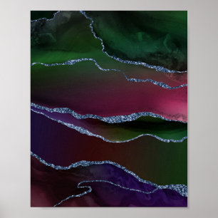 Poster Agate dynamique   Couleur rose et vert pour bijou
