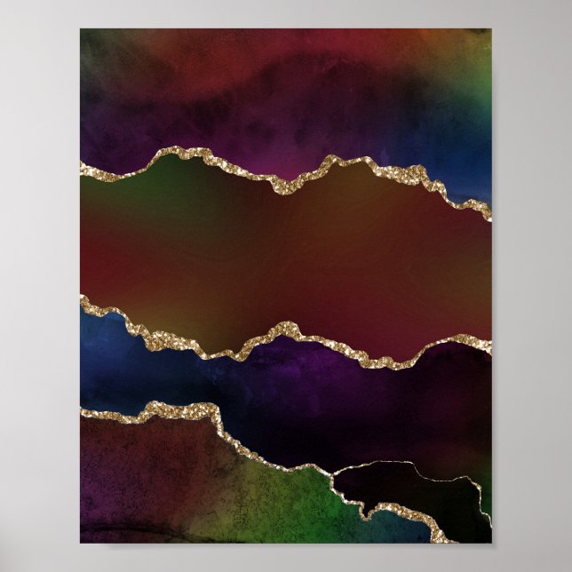 Poster Agate foncé intense | Moody Rainbow Jewel Tone (Devant)