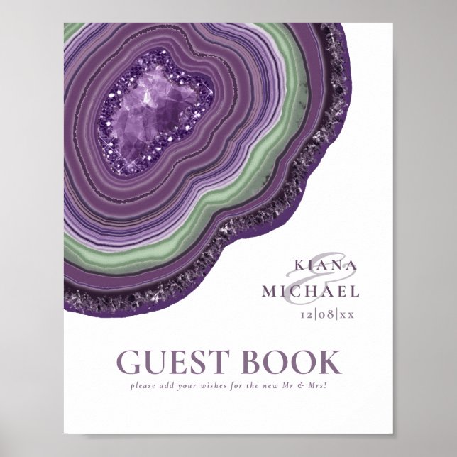 Poster Agate Geode Parties scintillant Livre d'invité Vio (Devant)