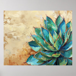 Poster Agave verte Cactus Peinture sud-ouest