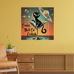 Poster Âge atomique Futuriste de l'espace Noir Cat Martin