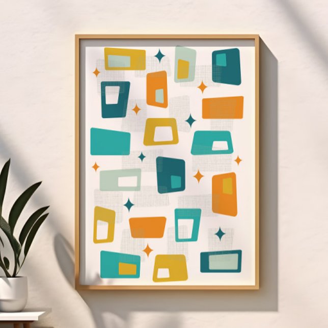 Poster Âge atomique milieu du siècle moderne Blocs Turquo (Créateur téléchargé)