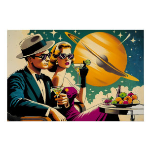 Poster Âge Spatial Las Vegas Martini Gangster Party