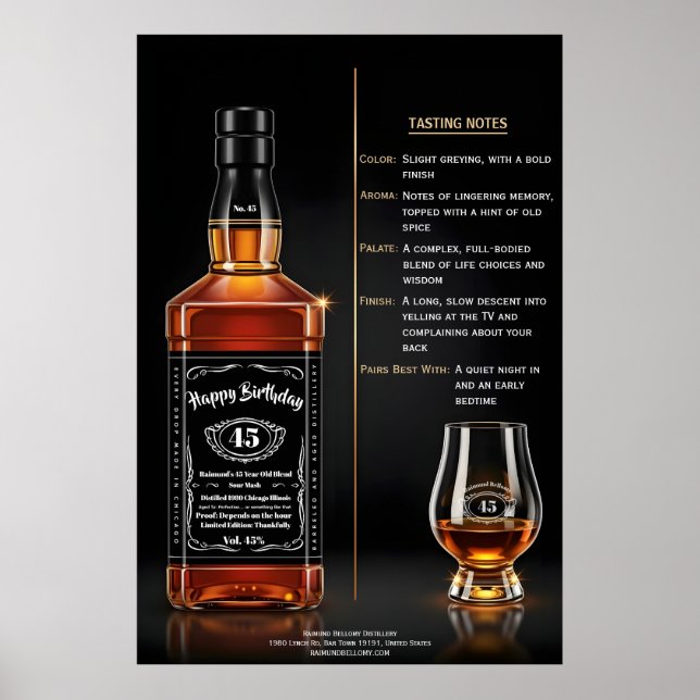 Poster Aged to Perfection Whiskey Bottle Custom Birthday (Devant)