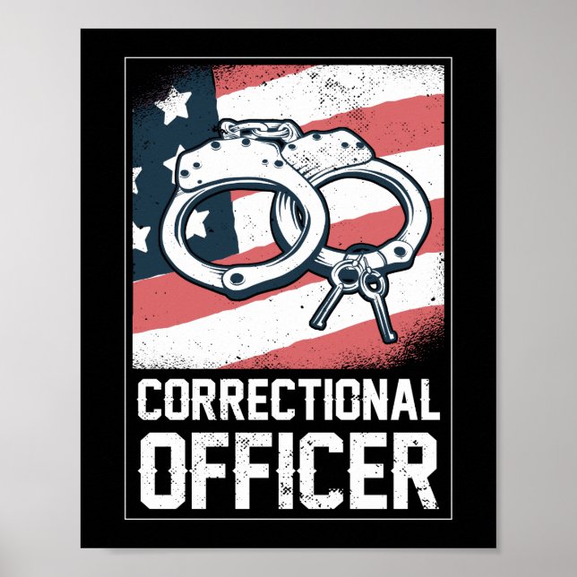 Poster Agent correctionnel Drapeau américain mince argent (Devant)