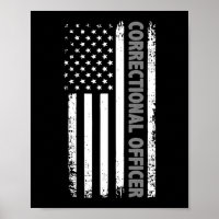 Agent correctionnel Drapeau américain mince argent