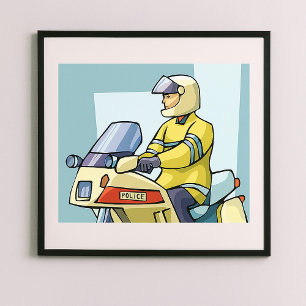 Poster Agent de police moto Droit pénal