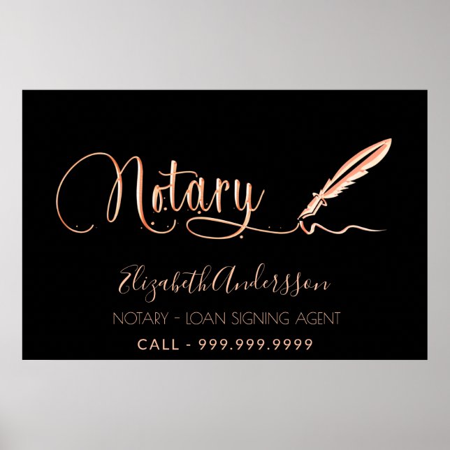 Poster Agent de signature de crédit noir rose or (Devant)
