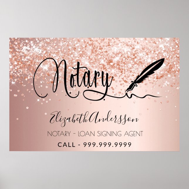 Poster Agent de signature de prêt notaire rose or blush (Devant)