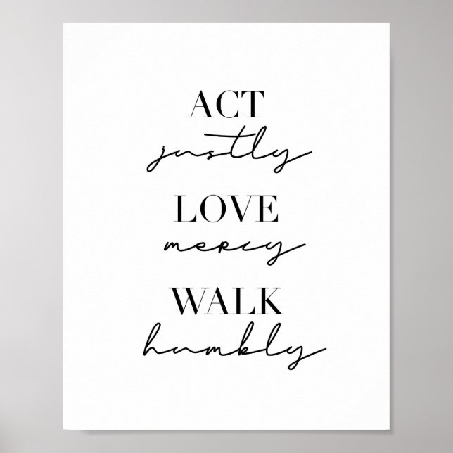 Poster Agir juste amour Mercy Walk Humbly (Devant)