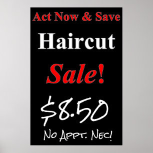 Poster Agissez maintenant et économisez Haircut Vente Bea