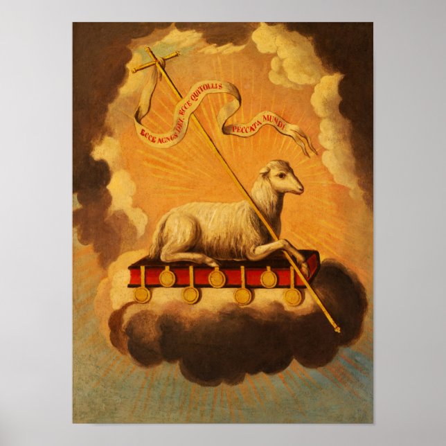 Poster Agneau de Dieu, Agnus Dei par Jose Campeche y Jord (Devant)