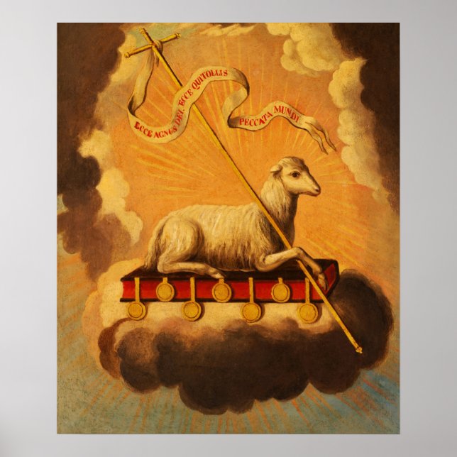 Poster Agneau de Dieu, Agnus Dei par Jose Campeche y Jord (Devant)