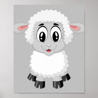 Poster agneau mouton mignon animal de ferme bébé
