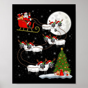 Poster Agneaux Mouton Père Noël Sleigh Flying Funny Magiq