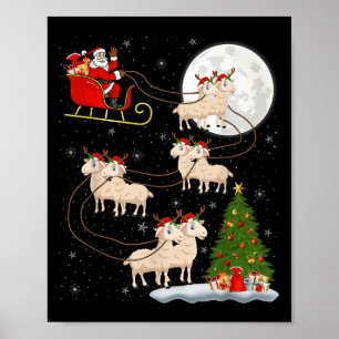 Poster Agneaux Mouton Père Noël Sleigh Flying Funny Magiq
