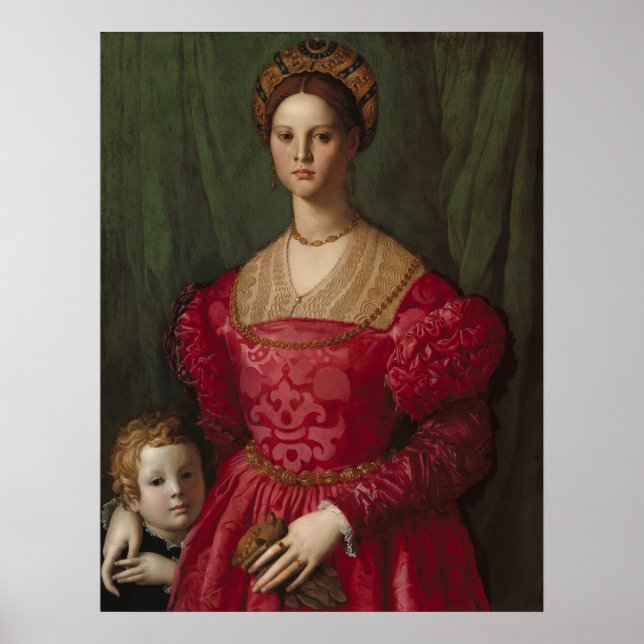 Poster Agnolo Bronzino Une jeune femme et son petit garço (Devant)