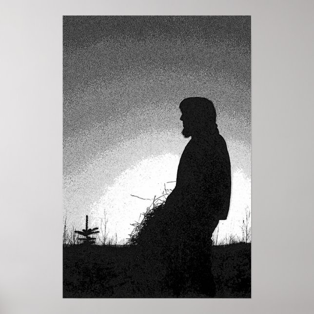 Poster Agriculteur au coucher du soleil (Devant)