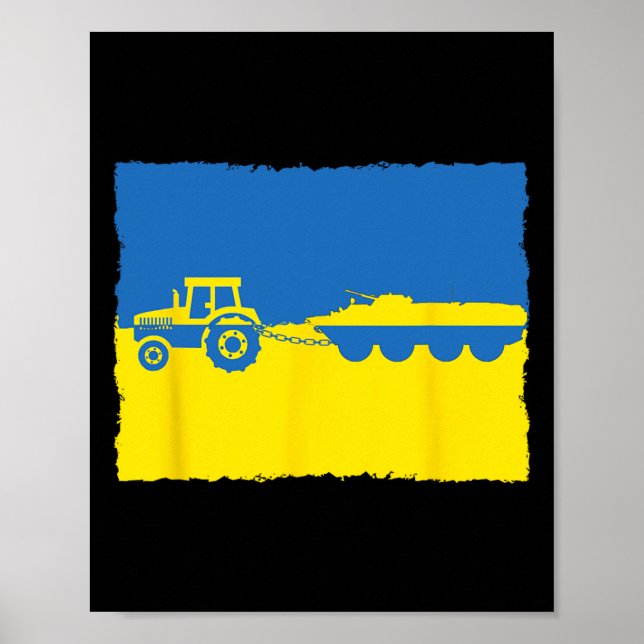 Poster Agriculteur ukrainien volant un char russe avec un (Devant)