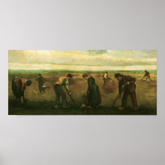 Poster Agriculteurs plantant des pommes de terre Van Gogh (Devant)