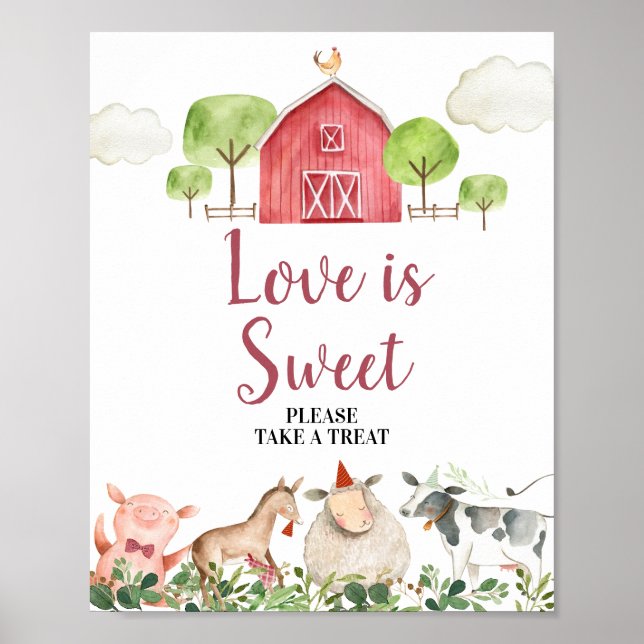 Poster Agritourisme Animaux Barnyard Love is Sweet (Devant)