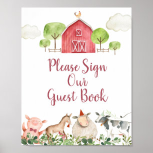 Poster Agritourisme Animaux Barnyard S'il vous plaît sign