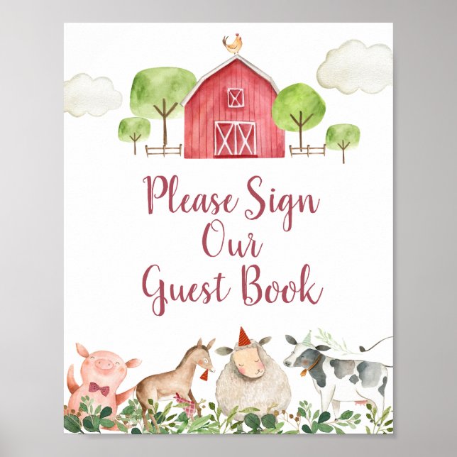 Poster Agritourisme Animaux Barnyard S'il vous plaît sign (Devant)