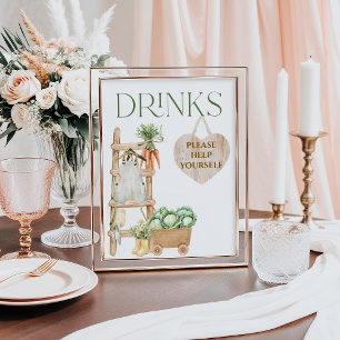 Poster Agritourisme local Boissons de Baby shower rustiqu