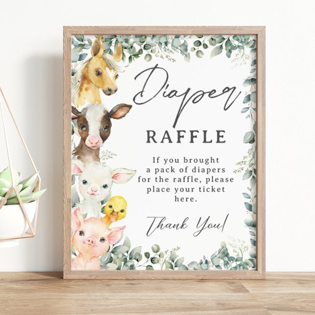 Poster Agritourisme rustique Animaux de ferme Baby Diaper (Créateur téléchargé)