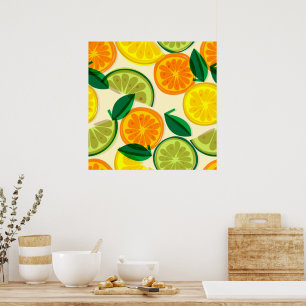 Poster Agrumes colorés l Fruit d'été l Orange l Jaune