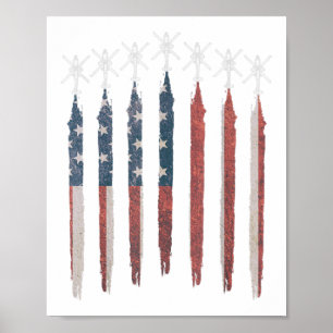 Poster AH64 Apache Hélicoptère Drapeau américain Apache S