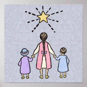 Poster Ah Ah Étoile Brillante Comptine de Nursery Vintage