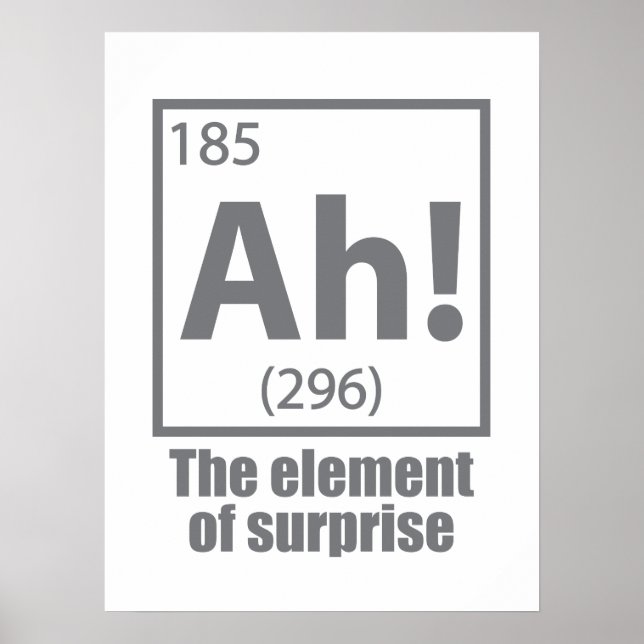Poster Ah ! L'Élément de Surprise Funny Chemistry Joke (Devant)