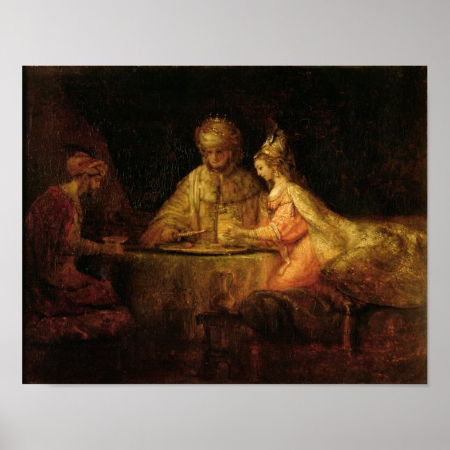 Poster Ahasuerus, Haman et Esther, c.1660 (Devant)