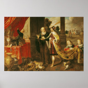 Poster Ahasuerus montrant son trésor à Mordecai