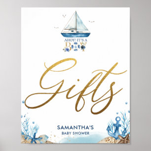 Poster Ahoy C'est un garçon Baby shower nautique Cadeaux
