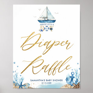 Poster Ahoy C'est un garçon Baby shower nautique Déchets
