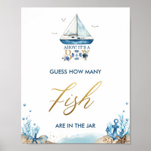 Poster Ahoy C'est un garçon Devinez Nautique Combien de P