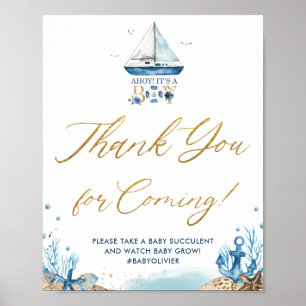 Poster Ahoy C'est un garçon Merci nautique pour le procha