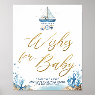 Poster Ahoy C'est un garçon Voeux de Puits Nautiques pour