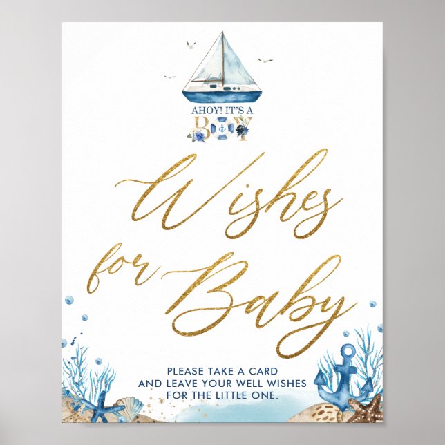 Poster Ahoy C'est un garçon Voeux de Puits Nautiques pour (Devant)